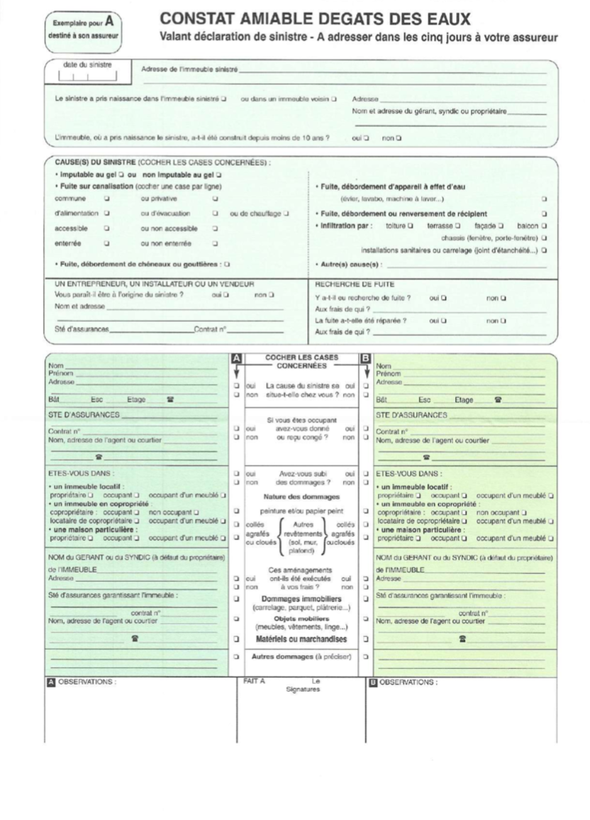 Constat degats des eaux